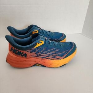 HOKA Speedgoat 5 Women’s Size 8.5B Blue Orange Trail Running Shoes Vibram EUC